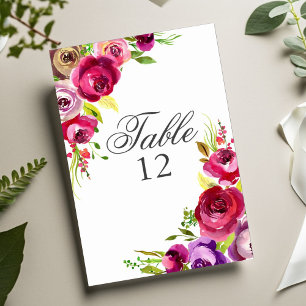 Fuchsia Rosa Blommigt Romantic Vår Garden Wedding Bordsnummer