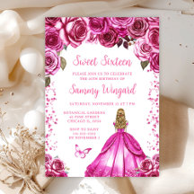 Fuchsia Rosa Blonde Hair Princess Sweet sixteen