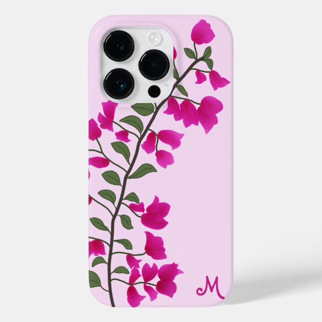 Fuchsia Rosa Bougainvillea Monogram Telefonväska (Baksida)