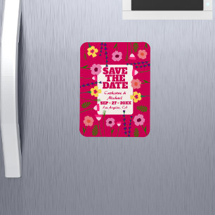 Fuchsia Rosa Bright & fet färgstark Blommigt Magnet