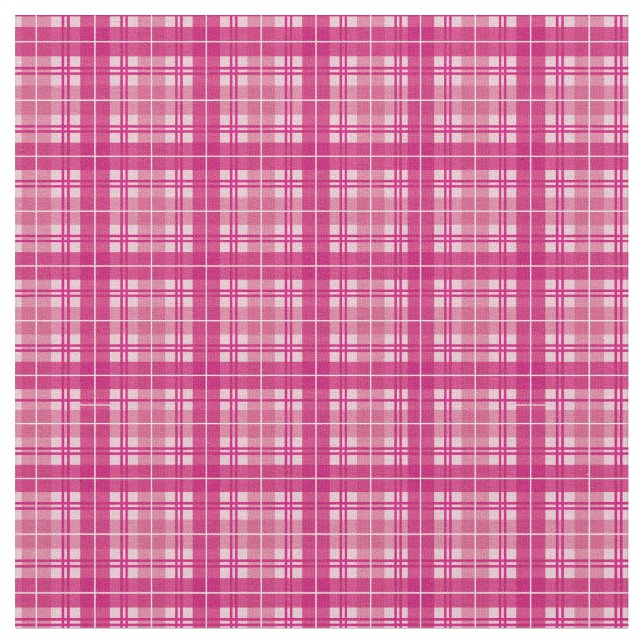 Fuchsia Rosa Bright Gingham Plaid Tartan Tyg (Närbild)