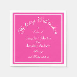 Fuchsia Rosa Bröllop Elegant Vitt Skriptpapper Pappersservett