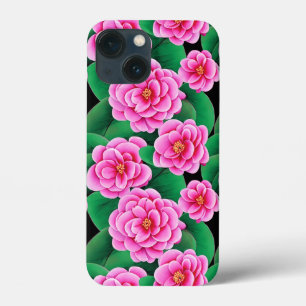 Fuchsia Rosa Camellias och Jade Grönt Löv