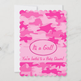 Fuchsia rosa Camo kamouflagebaby shower Inbjudningar