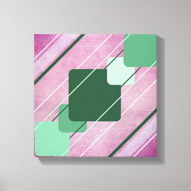 Fuchsia Rosa Canvas Grön Geometrisk Lindad Canvas (Framsida)