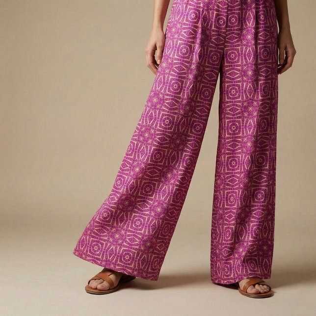 Fuchsia Rosa Chic Mosaic Geometric Mönster Tyg (Skapare uppladdad)