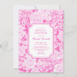 Fuchsia Rosa Chinoiserie Blommigt Möhippa Inbjudningar