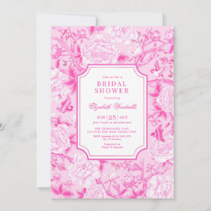 Fuchsia Rosa Chinoiserie Blommigt Möhippa Inbjudningar