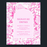 Fuchsia Rosa Chinoiserie Bröllop Namnteckning dryc Poster<br><div class="desc">Den här chinoiseriinspirerade designen har elegant botaniska blommigtar och grönt i magenta och vitt. Anpassa inbjudan med dina detaljer och om du vill ordna om stil och placera texten ytterligare trycker du på knappen "Klicka för att anpassa ytterligare".</div>