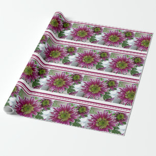 Fuchsia Rosa Chrysanthemums Collage Wrapping Pappe Presentpapper