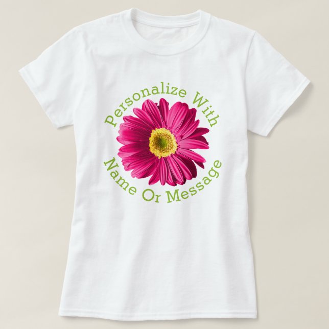 Fuchsia Rosa Daisy Flower T Shirt (Design framsida)