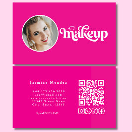 Fuchsia Rosa Foto MUA QR-kod Sociala Ikoner Visitkort