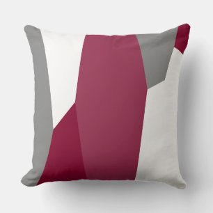 Fuchsia Rosa Grått och White Kudde
