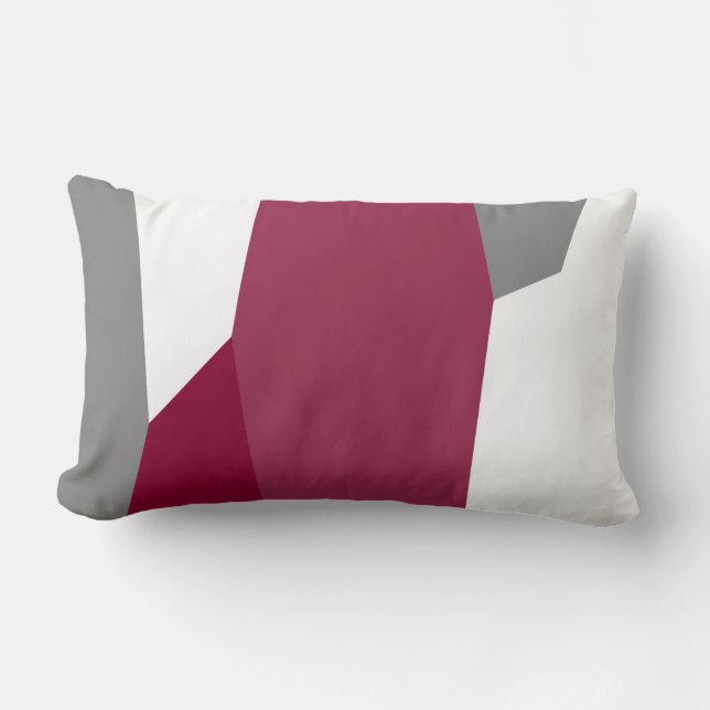 Fuchsia Rosa Grått och White Lumbarkudde (Framsida)