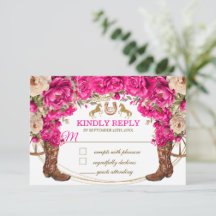 Fuchsia Rosa Guld Cowboy Stövlar Quinceañera RSVP