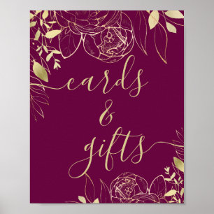 Fuchsia Rosa & Guld Modern Blommigt Cards & Gifts Poster