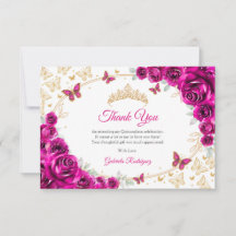 Fuchsia Rosa Guld Quinceanera