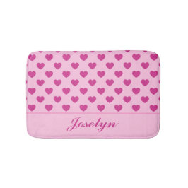 Fuchsia Rosa Heart Mönster Handskriftlig Namn y2k Badrumsmatta