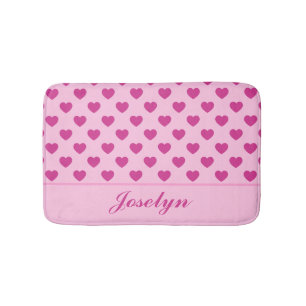 Fuchsia Rosa Heart Mönster Handskriftlig Namn y2k Badrumsmatta