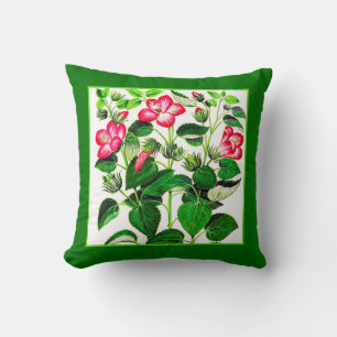 Fuchsia Rosa Italienska Hibiscus-blommor Kudde