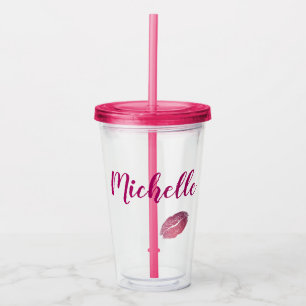Fuchsia Rosa Läppar Take Away Mugg