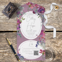 Fuchsia Rosa & Lila Boho Blommigt QR-kod
