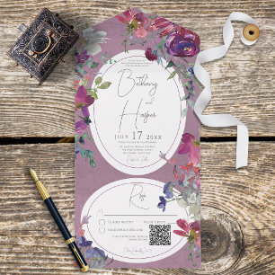 Fuchsia Rosa & Lila Boho Blommigt QR-kod