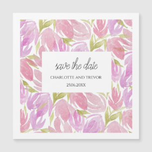 Fuchsia Rosa Lila Watercolor Flowers Mönster