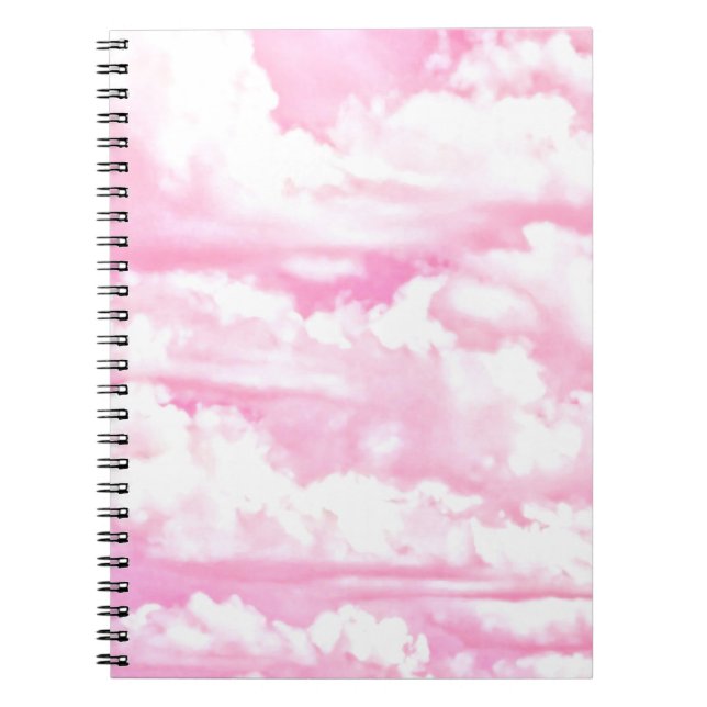 Fuchsia Rosa Lycklig Clouds Decor Anteckningsbok Med Spiral (Framsidan)