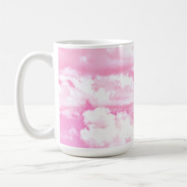 Fuchsia Rosa Lycklig Clouds Decor Kaffemugg (Vänster)