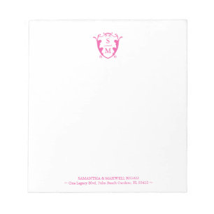 Fuchsia Rosa Monogram Personlig Anteckningsblock