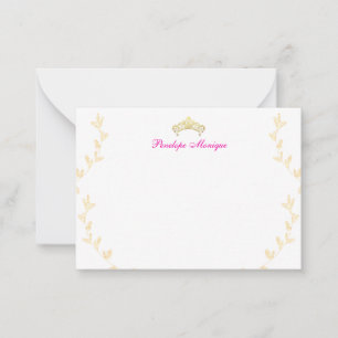 Fuchsia Rosa och Guld Kron Barn Notekort Anteckningskort