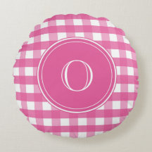 Fuchsia Rosa och White Gingham Monogram