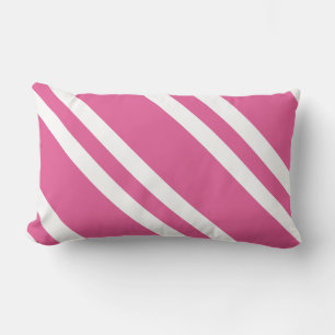 Fuchsia Rosa och White Stripe Diagonal Mönster Lumbarkudde