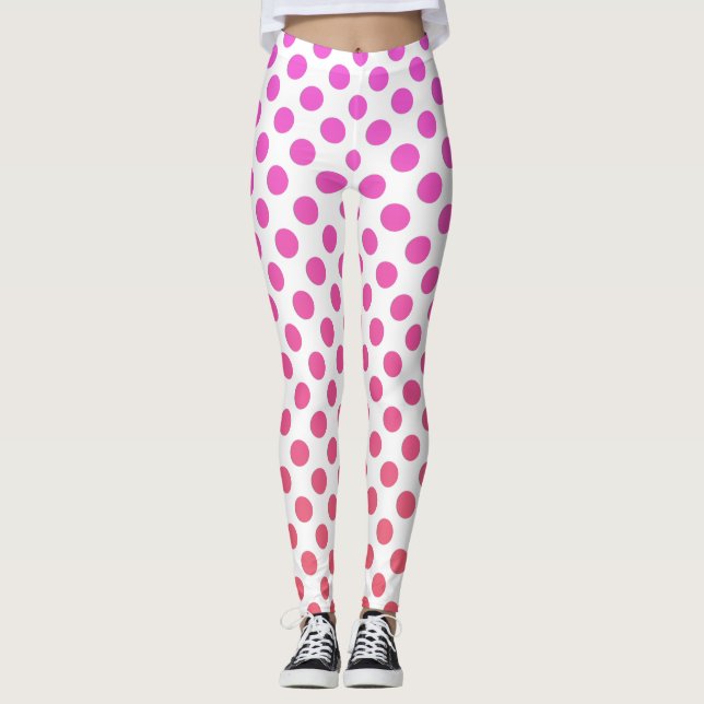 Fuchsia Rosa Ombre Dots Leggings (Framsida)
