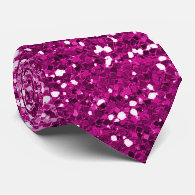 Fuchsia Rosa Ombre Glitter Glam Neck Tie Slips (Rullad)