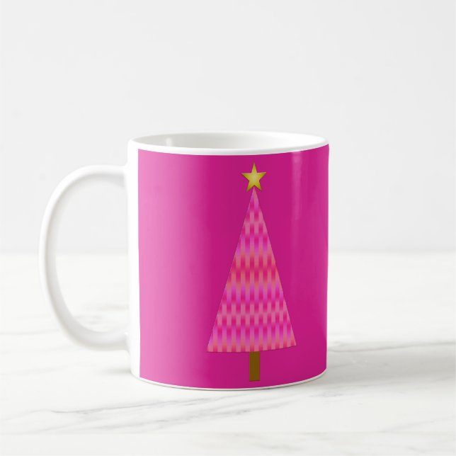 Fuchsia Rosa Ombre modern Julgran Kaffemugg (Vänster)
