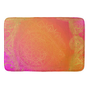 Fuchsia Rosa Orange & Guld Indisk Mandala Glam Badrumsmatta