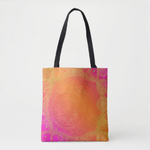 Fuchsia Rosa Orange & Guld Indisk Mandala Glam Tygkasse