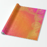 Fuchsia Rosa Orange & Guld indisk Mandala Party Presentpapper<br><div class="desc">Papper radbrytning</div>