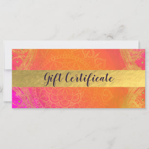 Fuchsia Rosa Orange & Guld Indiskt Presentkort
