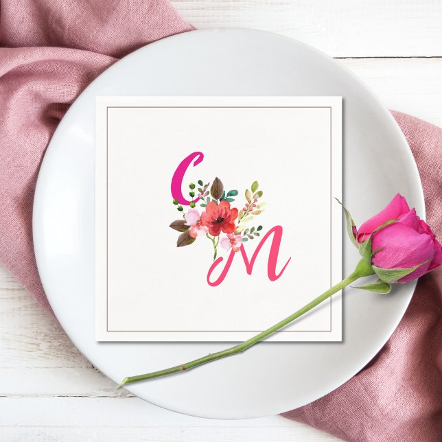 Fuchsia Rosa Orange Lila Bright och fetstil Blommi Pappersservett (Skapare uppladdad)