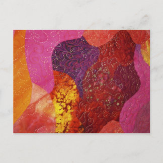Fuchsia Rosa Orange och Lila Quilt Vykort
