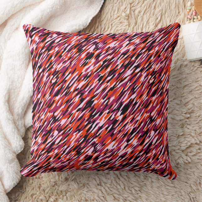 Fuchsia rosa, orange, svart och vit kamouflage  kudde (Filt)