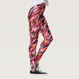 Fuchsia rosa, orange, svart och vit kamouflage leggings