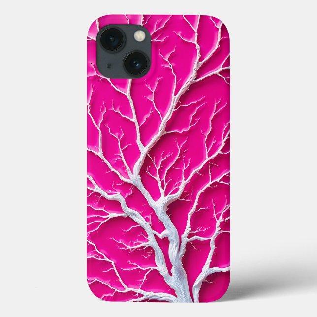 Fuchsia Rosa Organisk Gren iPhone-fodral för Kvinn (Baksida)