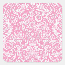Fuchsia Rosa Pineapple Victorian Vintage Damask Fyrkantigt Klistermärke
