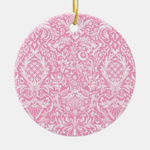Fuchsia Rosa Pineapple Victorian Vintage Damask Julgransprydnad Keramik