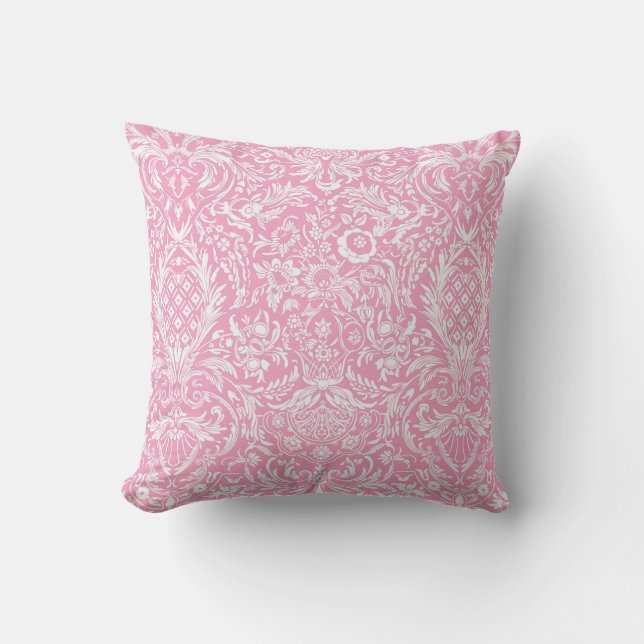 Fuchsia Rosa Pineapple Victorian Vintage Damask Kudde (Framsida)