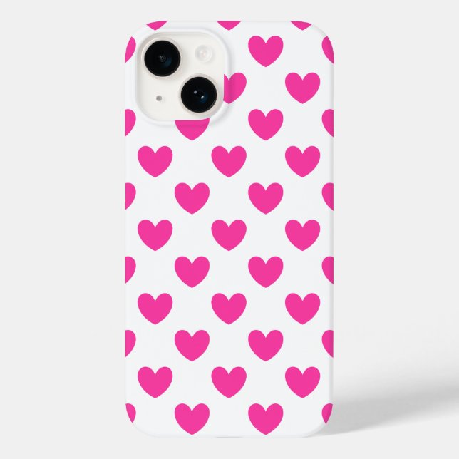 Fuchsia rosa polka-hjärtan på vita (Baksida)